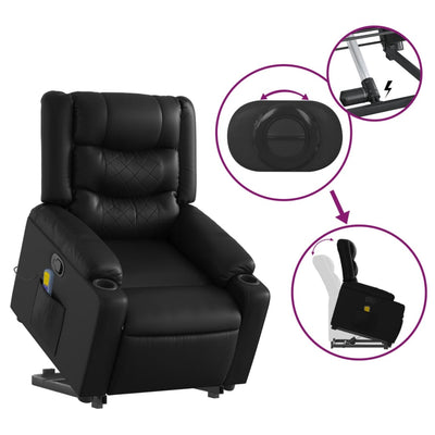 Electric Massage Recliner Chair Black Faux Leather