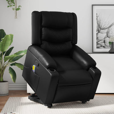 Electric Massage Recliner Chair Black Faux Leather