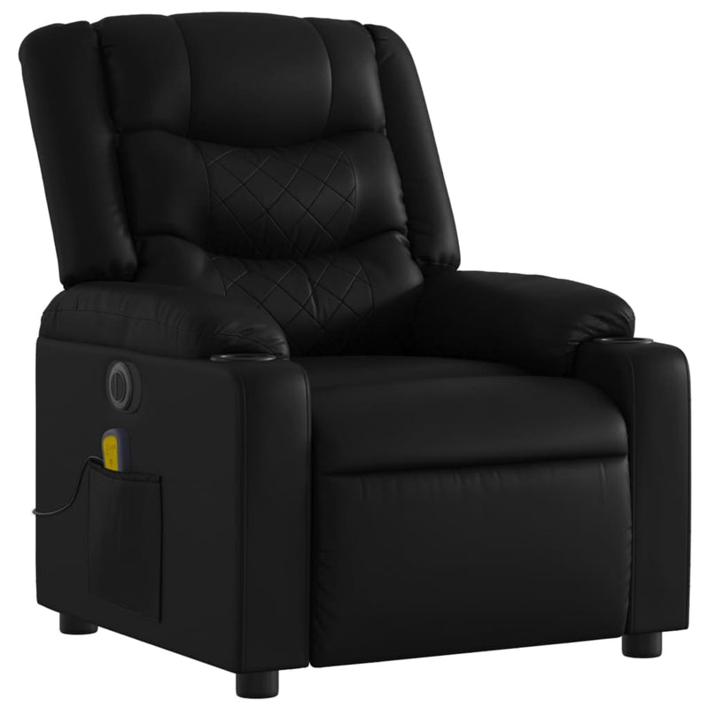 Stand up Massage Recliner Chair Black Faux Leather