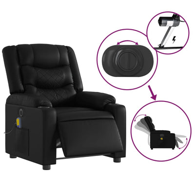 Stand up Massage Recliner Chair Black Faux Leather