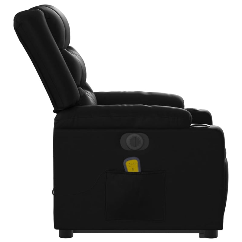 Electric Stand up Massage Recliner Chair Black Faux Leather