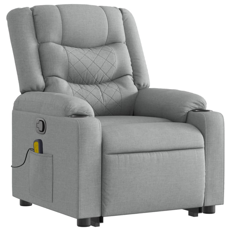 Stand up Massage Recliner Chair Light Grey Fabric