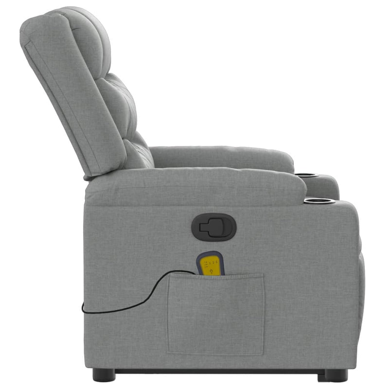 Stand up Massage Recliner Chair Light Grey Fabric