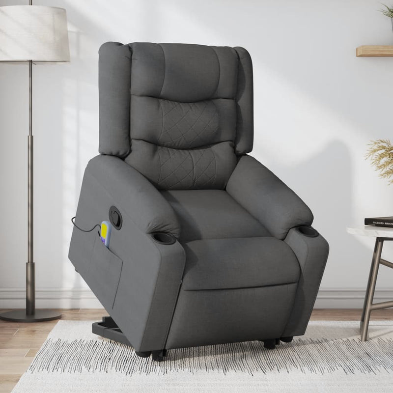 Stand up Massage Recliner Chair Dark Grey Fabric