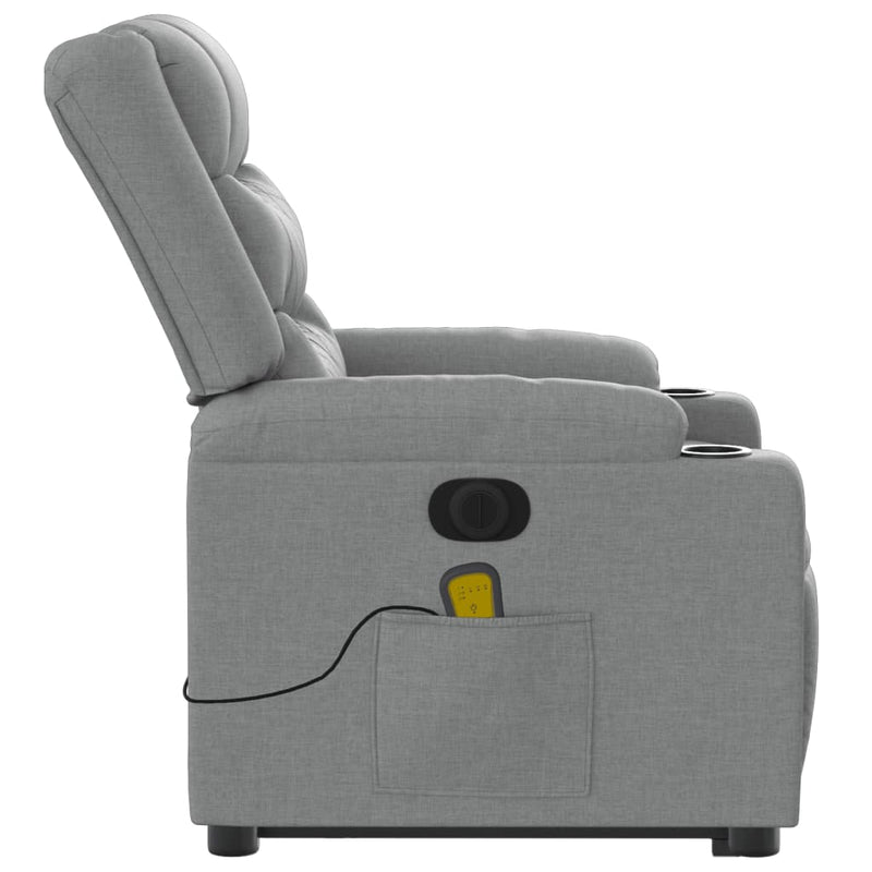 Electric Stand up Massage Recliner Chair Light Grey Fabric