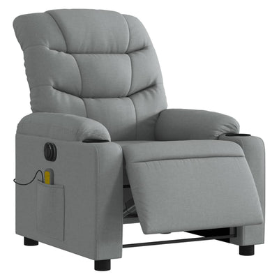 Electric Massage Recliner Chair Light Grey Fabric