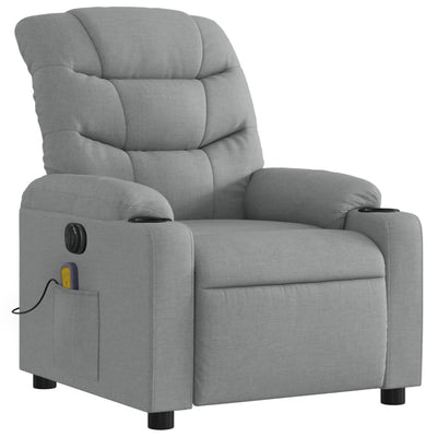 Electric Massage Recliner Chair Light Grey Fabric