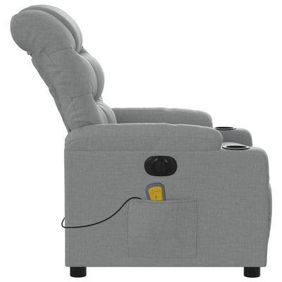 Electric Massage Recliner Chair Light Grey Fabric