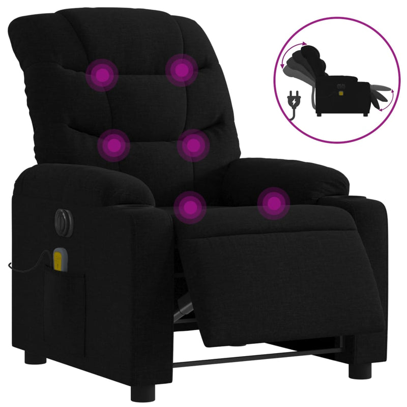 Electric Massage Recliner Chair Black Fabric