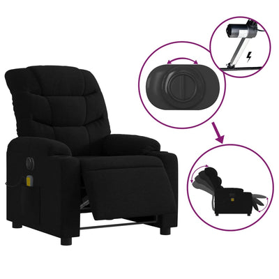 Electric Massage Recliner Chair Black Fabric