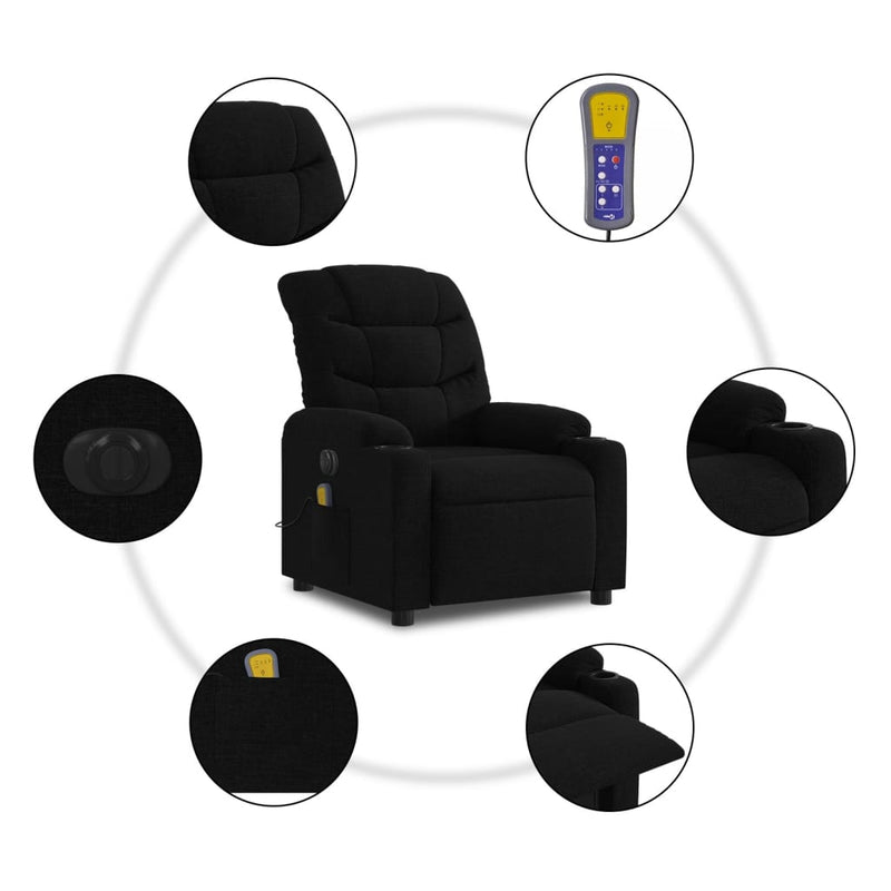 Electric Massage Recliner Chair Black Fabric