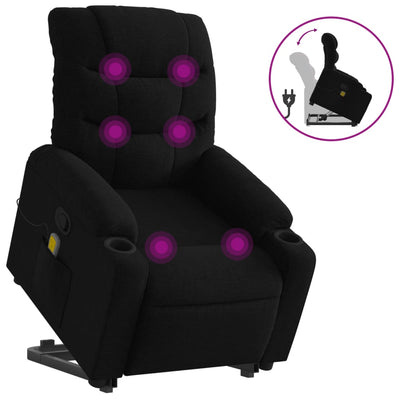 Stand up Massage Recliner Chair Black Fabric