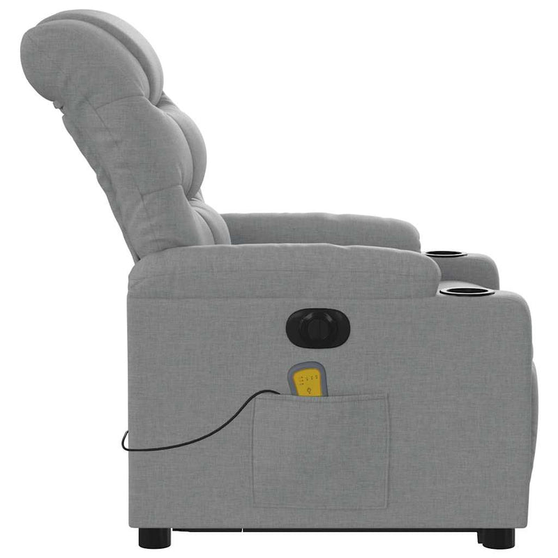 Electric Stand up Massage Recliner Chair Light Grey Fabric