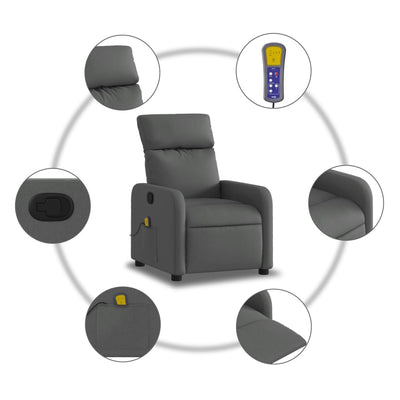 Massage Recliner Chair Dark Grey Fabric