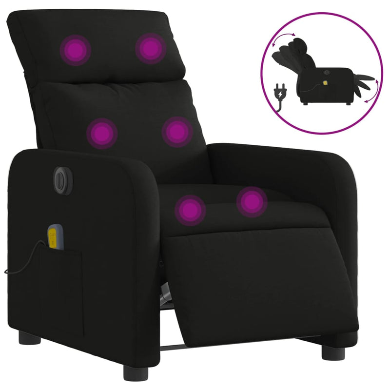 Electric Massage Recliner Chair Black Fabric