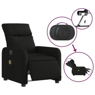 Electric Massage Recliner Chair Black Fabric