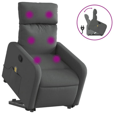 Electric Stand up Massage Recliner Chair Dark Grey Fabric