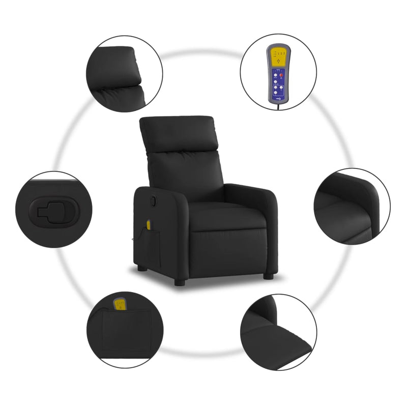 Massage Recliner Chair Black Faux Leather