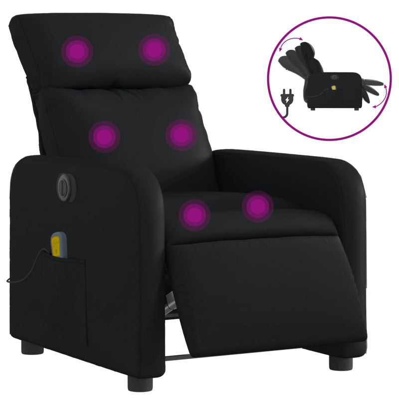 Electric Massage Recliner Chair Black Faux Leather