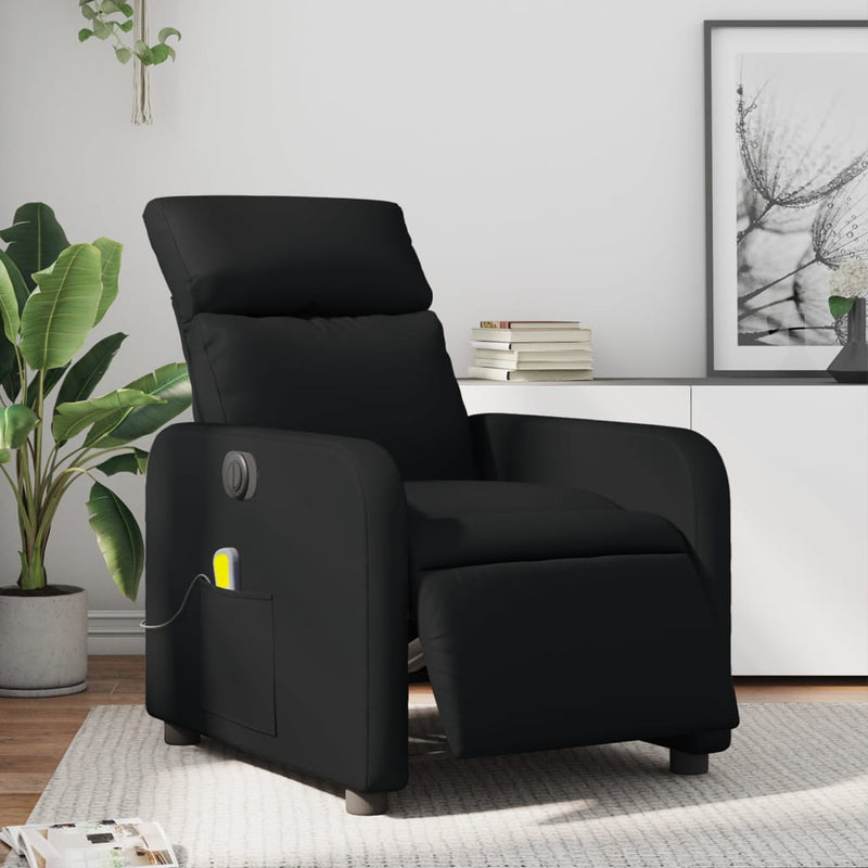 Electric Massage Recliner Chair Black Faux Leather