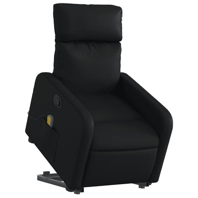 Stand up Massage Recliner Chair Black Faux Leather