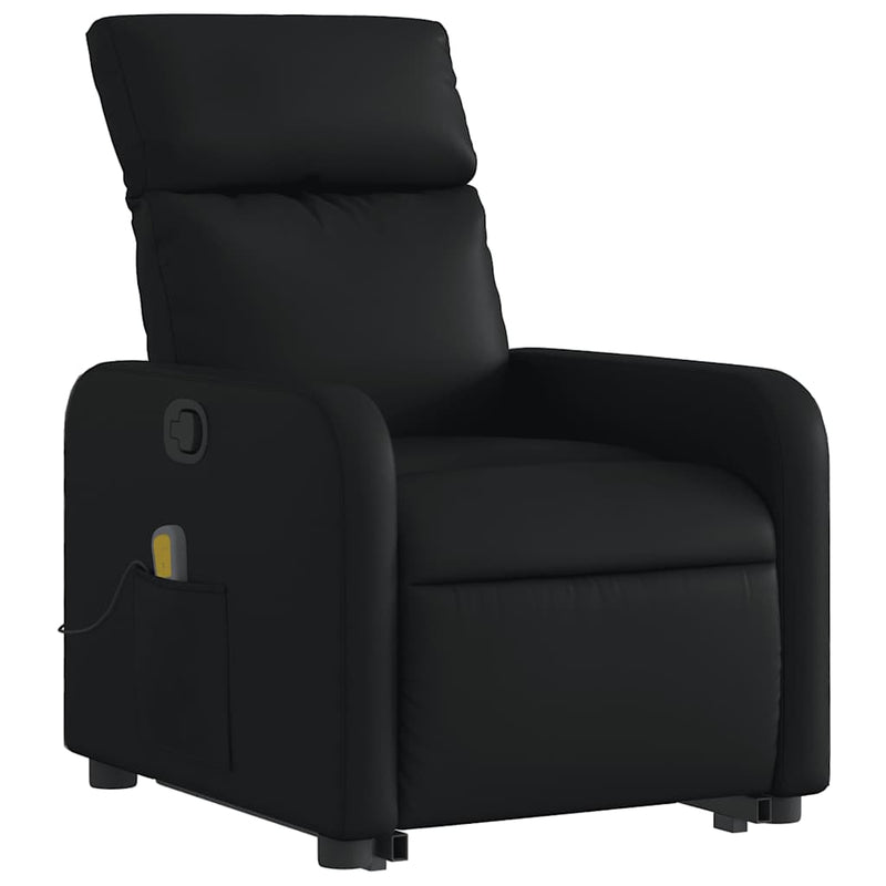 Stand up Massage Recliner Chair Black Faux Leather