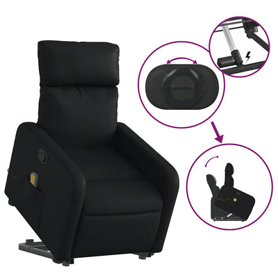 Stand up Massage Recliner Chair Black Faux Leather