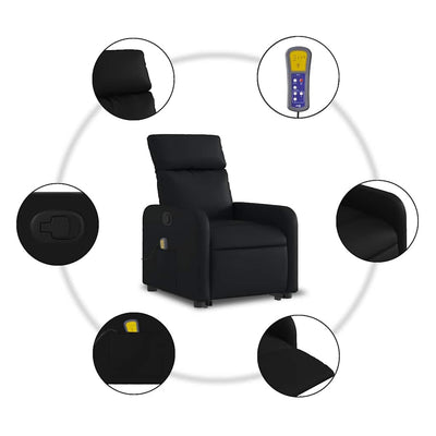 Stand up Massage Recliner Chair Black Faux Leather