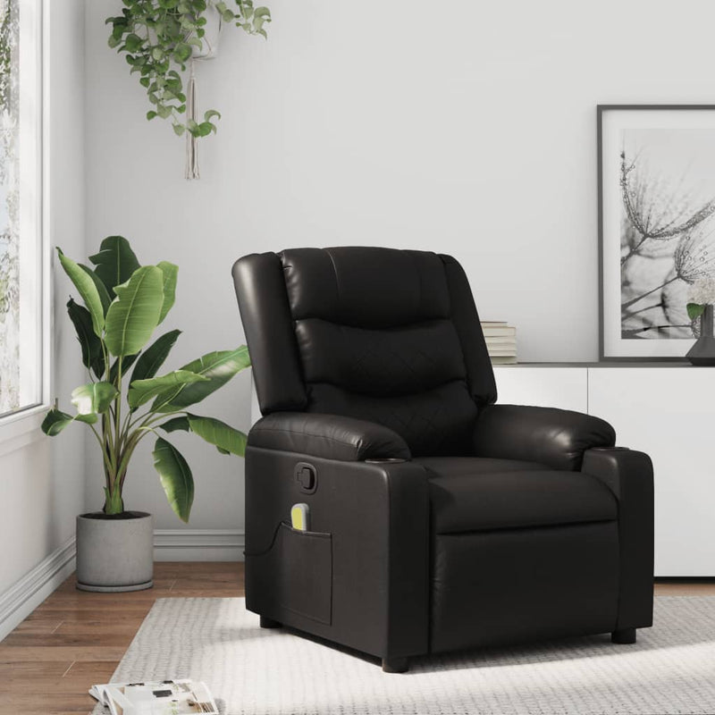 Massage Recliner Chair Black Faux Leather