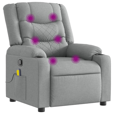 Massage Recliner Chair Light Grey Fabric