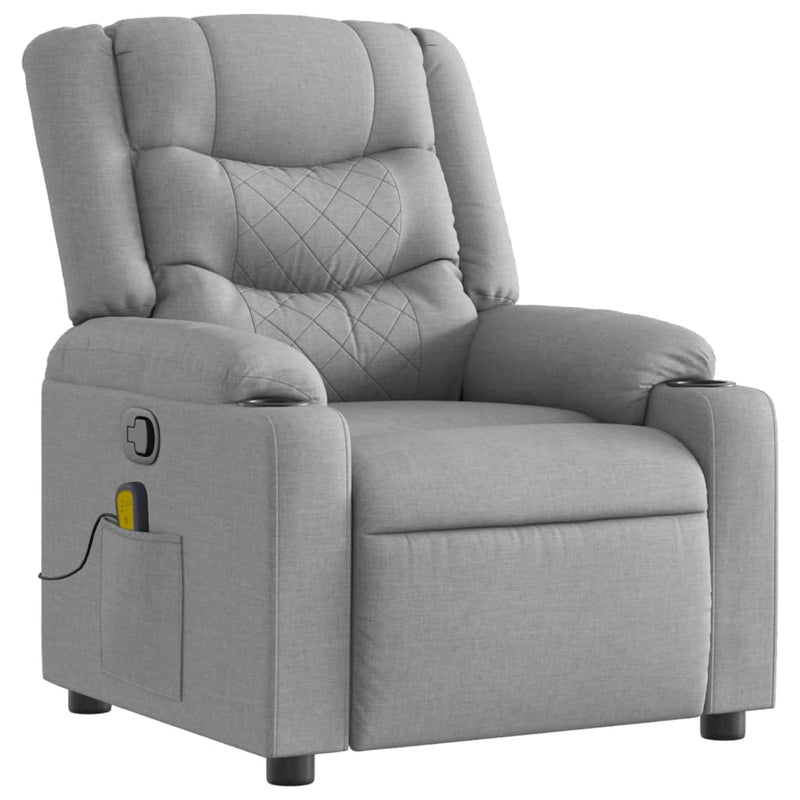 Massage Recliner Chair Light Grey Fabric