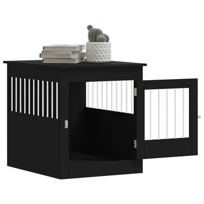 Dog Crate Furniture Black 64.5x80x71 cm Engineered Wood