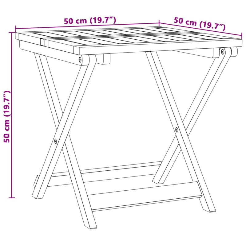 Folding Garden Table 50x50x50 cm Solid Wood Acacia