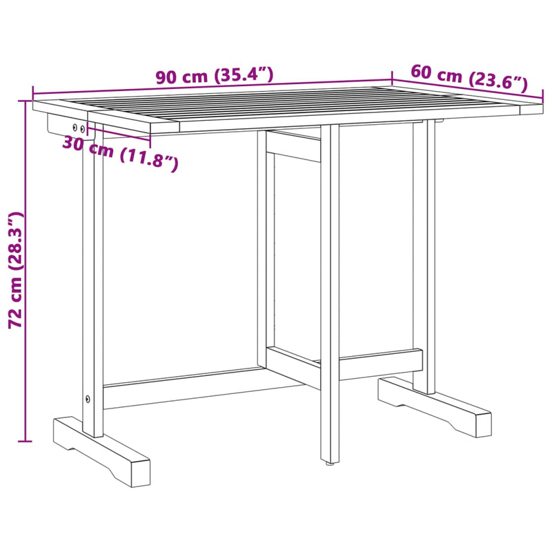 Folding Balcony Table 90x60x72 cm Solid Wood Acacia