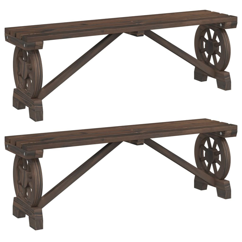 Garden Benches 2 pcs Solid Wood Fir