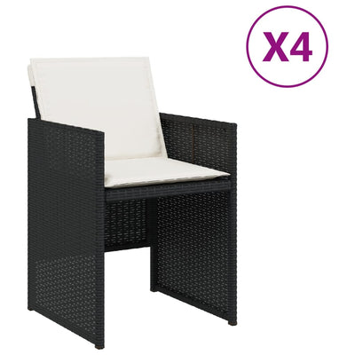 Garden Chairs with Cushions 4 pcs Black Poly Rattan