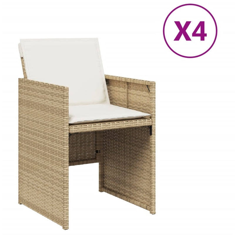 Garden Chairs with Cushions 4 pcs Beige Poly Rattan