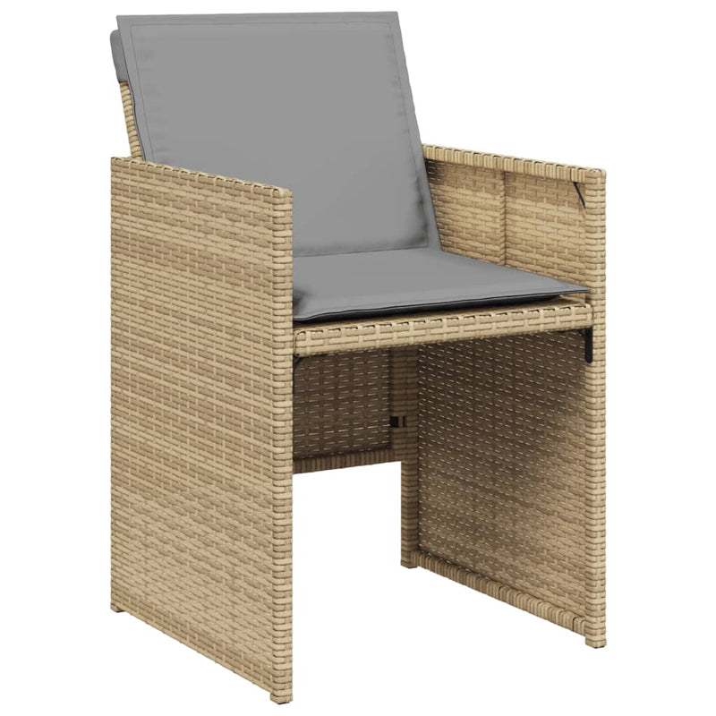 Garden Chairs with Cushions 4 pcs Mix Beige Poly Rattan