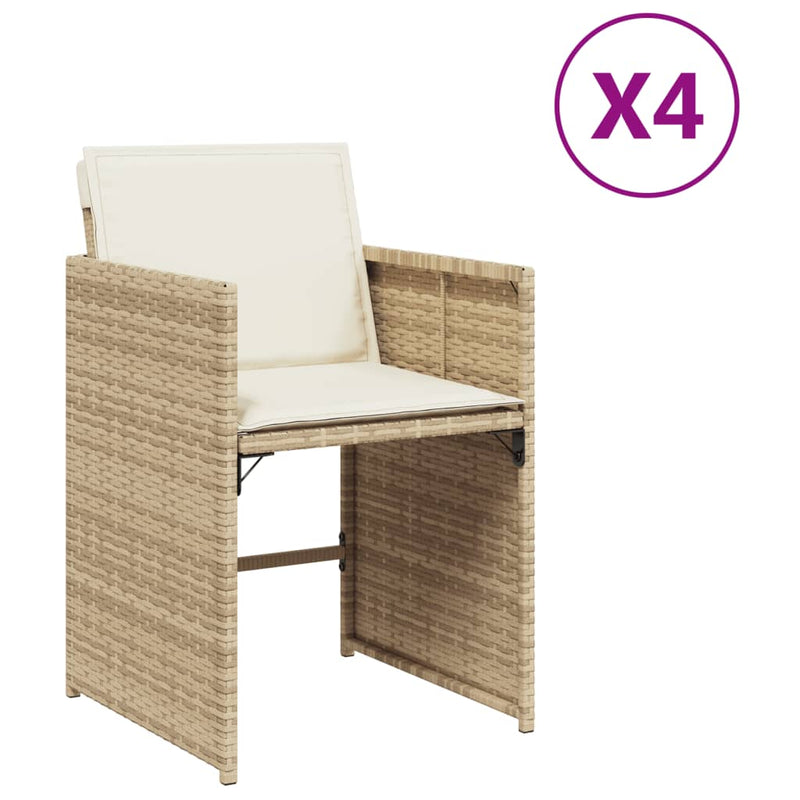 Garden Chairs with Cushions 4 pcs Beige Poly Rattan