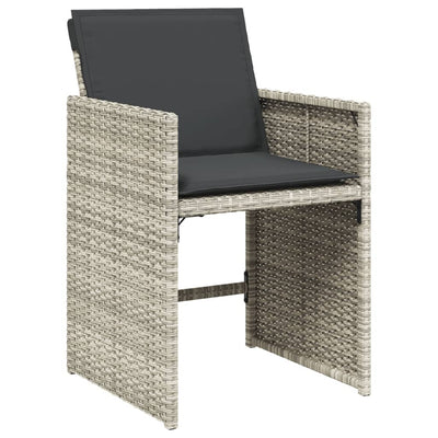 Garden Chairs with Cushions 4 pcs Light Grey Poly Rattan