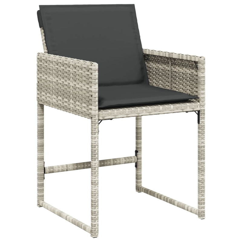 Garden Chairs with Cushions 4 pcs Light Grey Poly Rattan