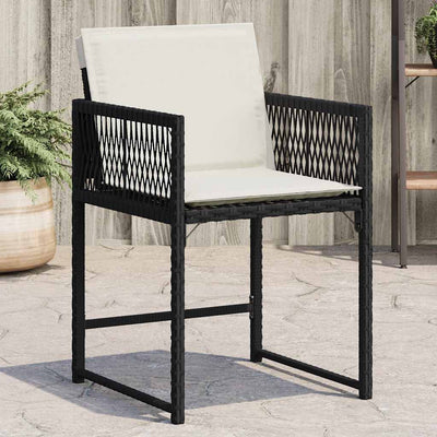 Garden Chairs with Cushions 4 pcs Black Poly Rattan