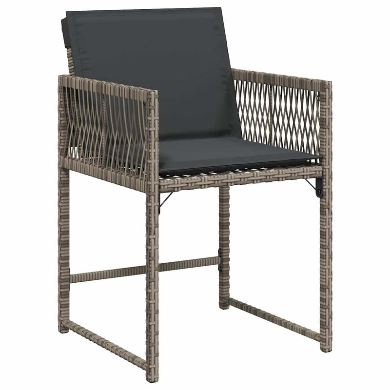 Garden Chairs with Cushions 4 pcs Grey Poly Rattan