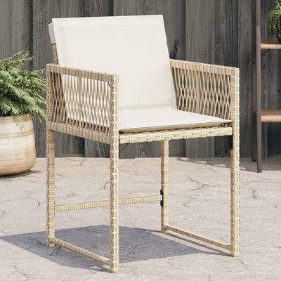 Garden Chairs with Cushions 4 pcs Beige Poly Rattan