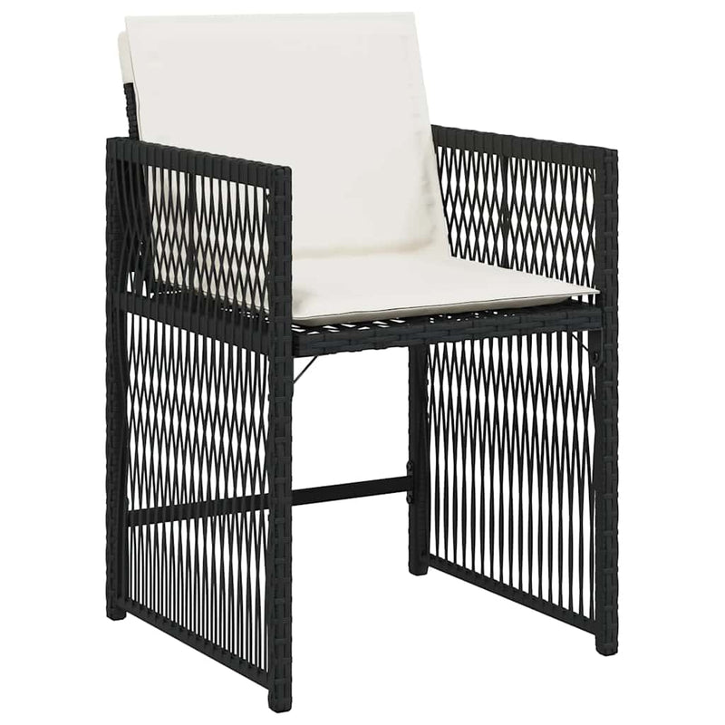 Garden Chairs with Cushions 4 pcs Black Poly Rattan