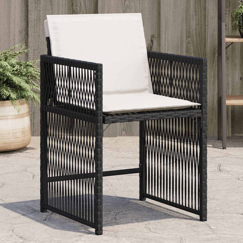 Garden Chairs with Cushions 4 pcs Black Poly Rattan