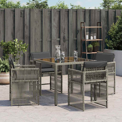 Garden Chairs with Cushions 4 pcs Grey Poly Rattan