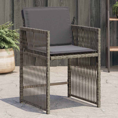 Garden Chairs with Cushions 4 pcs Grey Poly Rattan