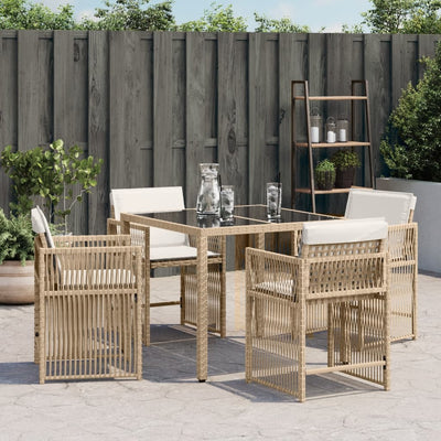 Garden Chairs with Cushions 4 pcs Beige Poly Rattan