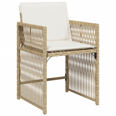 Garden Chairs with Cushions 4 pcs Beige Poly Rattan